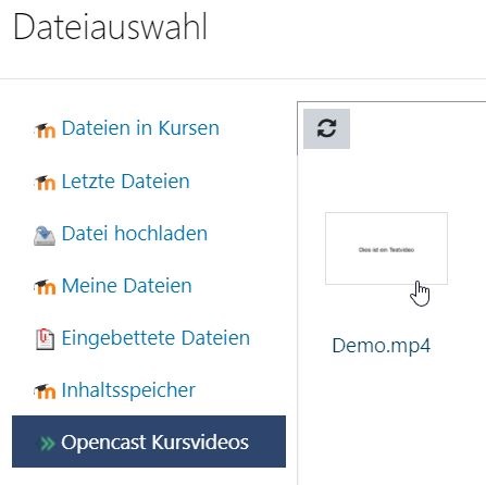 Video unter "Opencast Kursvideos" auswählen