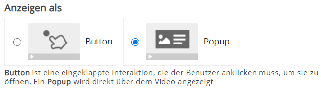 Darstellungsoption "Popup"